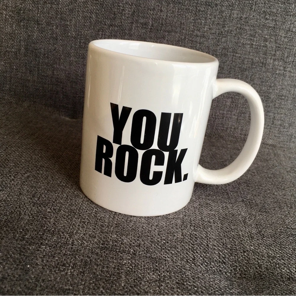 “YOU ROCK.” Coffee Mug, White, Black, 11 oz